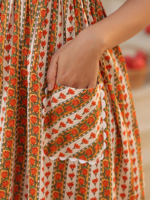 Printed Pure Cotton Fit & Flared Ethnic Dress